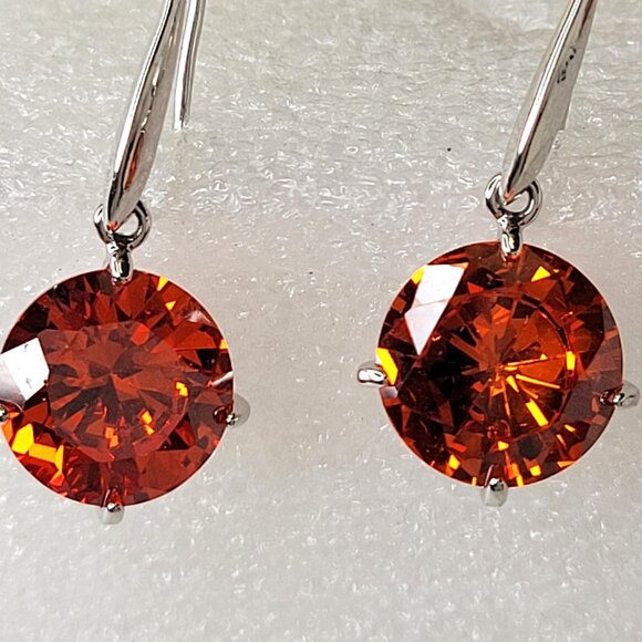 Orange Crystal Dangle Earrings - Picture 4 of 7